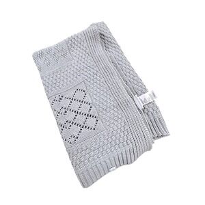 Elegant Baby Gray Knit Baby Blanket 30x40 100% Cotton Heart Pattern Soft‎
